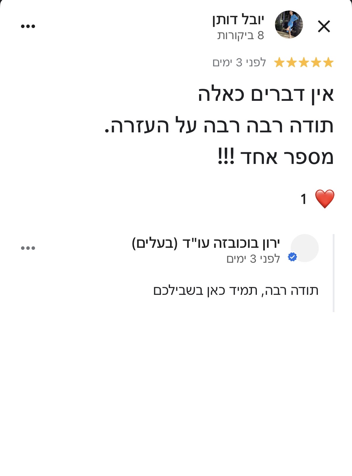 ביקורת אמיתית מ-Google על עו''ד ירון בוכובזה