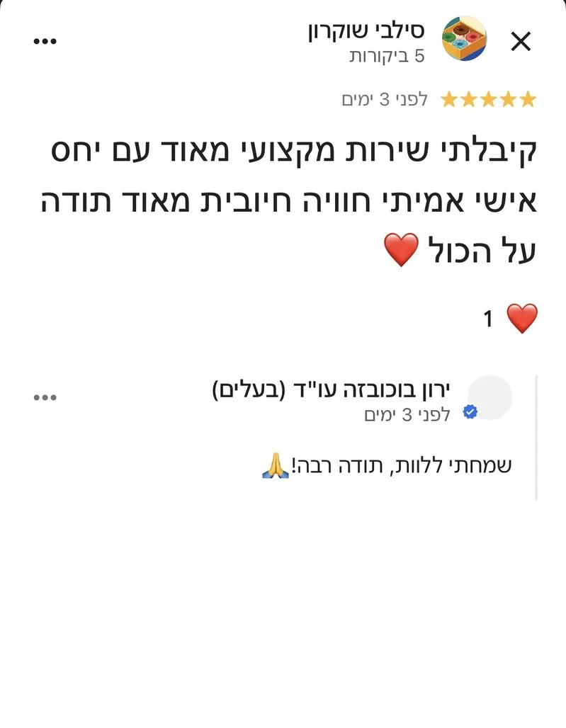 ביקורת אמיתית מ-Google על עו''ד ירון בוכובזה